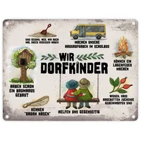 Trendaffe Wir Dorfkinder Metallschild mit Retro Motiven Kind Dorf