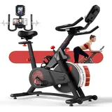 Devoko Heimtrainer Fahrrad mit Stufenlosem Magnetwiderstand, Leises Hometrainer Fahrrad mit LCD-Monitor und ipad-Ständer und Becherhalter, Kardio Training Spinning Bike Indoor, 150 kg Belastbar