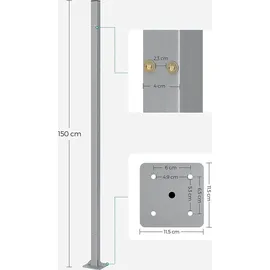 Songmics Seitenmarkise 152 x 11,5 cm grau Stahl