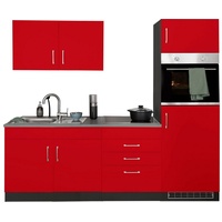 Held MÖBEL Küchenzeile »Paris«, ohne E-Geräte, Breite 220 cm, rot