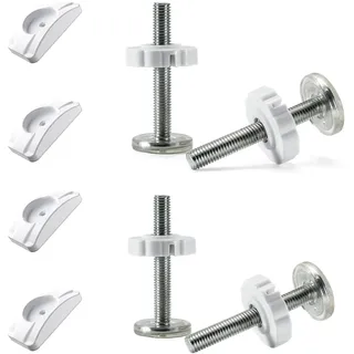 4 Stück Druckschrauben und 4 Sicherheits Wandschutz Pads, Halterung Treppenschutzgitter, Gewindespindelstangen Schrauben Kit, für Haustier Treppengitter,Pförtnerhaus, Treppenhaustür(Weiß)