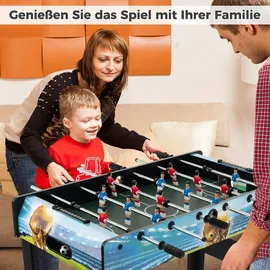 Fantask COSTWAY Tischkicker, Kickertisch inkl. 14 Kicker und 2 Bällen, Punktezähler & abnehmbaren Beinen, Spieltisch für Erwachsene und Kinder, Tischfußball für Spielzimmer, Bar... Braun