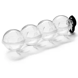 Gadget Master Eisballform, lebensmittelechtes PP, Silikondeckel, für 4 Eiswürfel in Kugel-Form