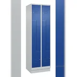 C+P Z-Spind Classic PLUS, Sockel, 4 Abteile, HxBxT 195x60x50cm, Zylinderschloss, Hellgrau/Enzianblau von PROREGAL