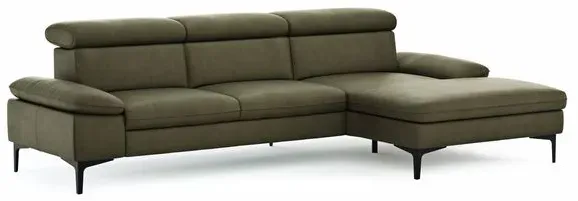 CASEDO Ecksofa Palma Leder Grün Olive