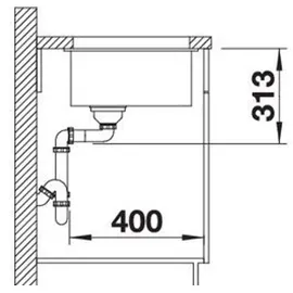 Blanco Subline 320-U felsgrau + Handbetätigung + InFino