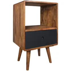Kadima Design Retro Nachttisch aus Sheesham-Holz, 70 cm - Für Boxspringbetten, Vintage-Stil. 40x35x70 cm
