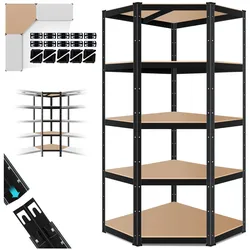 MASKO® Eckregal Lagerregal Schwerlastregal, Kellerregal, 180x75x40cm , bis 875 kg, 5 verstellbare Ablagen, MDF-Platten Regal aus Metall, Steckregal, Werkstattregal, Keller, Garage