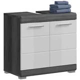 furnling Waschbeckenunterschrank Scott 2 Türen, Unterschrank, Badkommode, Badschrank, Breite 60 cm silberfarben