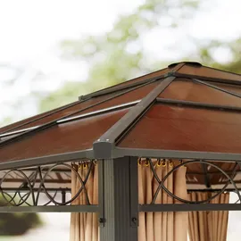 TOOLPORT Gartenpavillon 4x4 m wasserdicht ALU Deluxe Pavillon mit 4 Seitenteilen Hardtop Dach