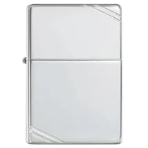Zippo Sturmfeuerzeug High Polish Sterling Silver with Slashes, Benzinfeuerzeug