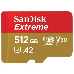 SanDisk 512GB Extreme microSD Speicherkarte 2022 190MB/s & 130MB/s Lese/Schreibgeschwindigkeit, A2 C10 V30 UHS-I U3