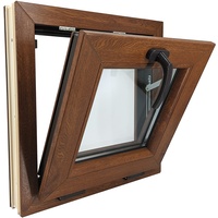 ECOPROF Kipp - Kellerfenster | Kunststoff Fenster | Gartenhaus Fenster | Maße: 50x50 cm (500x500 mm) | Farbe: Goldene Eiche (beidenseitig) | 70mm Profil