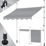 Kesser KESSER® Klemmmarkise mit Handkurbel Balkon Balkonmarkise ohne Bohren, UV-beständig höhenverstellbar wasserabweisend Sonnenschutz, Terrassenüberdachung , einfache Montage