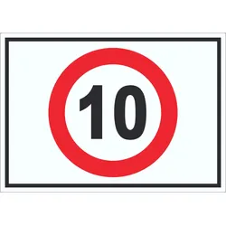 Tempo 10 km/h Geschwindigkeitsbegrenzung Aufkleber Symbol A8 (52x74mm)