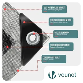 VOUNOT Abdeckplane 2 x 3 m Grau