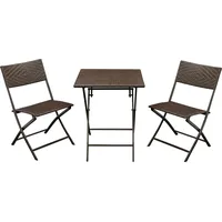 DEGAMO Bistroset ROSSANO 3-teilig klappbar, Metall + Polyrattan braun bicolor