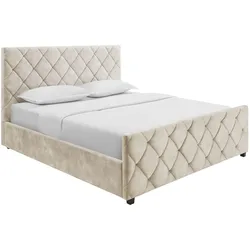 riess-ambiente Boxbett ELYSIUM 180x200cm champagner beige Samt mit Stauraum