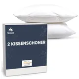 Twinzen Kissenschoner 40x80 - 2er Set Wasserdichter Kissenbezug 40 x 80 mit Reißverschluss - Oeko-Tex Zertifiziert - Twinzen-Technologie Kissenschutzbezug 40x80 cm Weiß