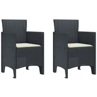 VidaXL Gartenstuhl Set von 2 Anthrazit, Cremeweiß Kunststoff-Rattan -
