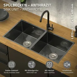 Edelstahl Küchenspüle Einbauspüle Doppelspüle Spülbecken mit Ablaufgarnitur