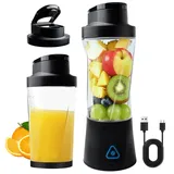 700ml Tragbarer Mixer Smoothie Maker to Go, Mini Standmixer Smoothie Maker mit 6-Klingen, 6000mAh USB Wiederaufladbarer Portable Blender BPA Frei Leakproof-Lid&Sip Spout für Zuhause Büro Reise