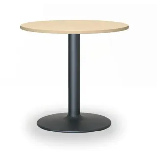 Runder Konferenztisch ZEUS II, Durchmesser 60 cm, schwarzes Metallgestell, Birke