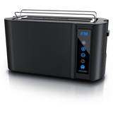 Arendo Toaster, 2 lange Schlitze, für 4 Scheiben, 1500 W, Langschlitz, Brötchenaufsatz, Wärmeisoliertes Gehäuse, Display, Touch schwarz