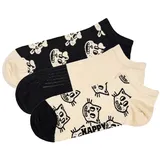 Happy Socks Sneakersocken 3er Pack Beige/Schwarz/Mehrfarbig 41-46
