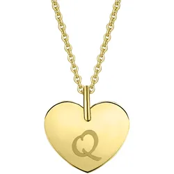 Ketten-Anhänger ONE ELEMENT "Herz mit Gravur Q Buchstaben Anhänger aus 333 Gelbgold", gold, Schmuckanhänger, Damen, Q, Gelbgold 333, Damen Gold Schmuck Herz mit Gravur Q