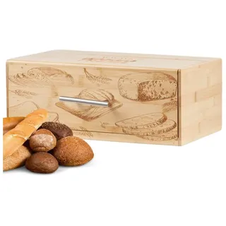 Ecosa EO-5041 Brotkasten aus Bambus mit Edelstahlgriff