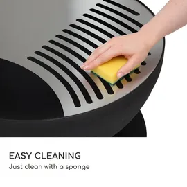 Blumfeldt Savage 2.0 Rund Feuerschalen-Grill Ø: 60 cm stabiler Sockel Holzlager Schwarz