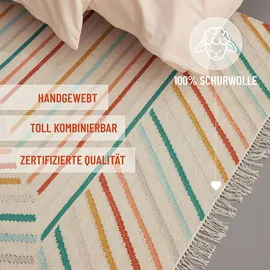 WECON HOME Teppich WECON HOME "Modern Pop", bunt (multi), B:80cm H:5mm L:150cm, Schurwolle, Teppiche, Teppich, handgewebt, robust, strapazierfähig, skandinavisch, Naturfaser