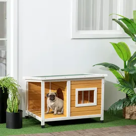 PawHut Hundehütte 85,5 x 62 x 60 cm Tannenholz Orange