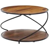 KADIMA DESIGN Couchtisch aus Sheesham Massivholz und Edelstahl, Schwarz/Braun,