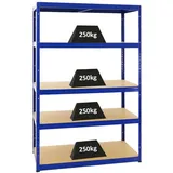 Proregal Schwerlastregal Blau, Metall, Rechteckig, 120x180x60 cm, Freizeit, Heimwerken, Werkstatt, Schwerlastregale