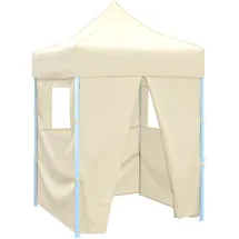 vidaXL Partyzelt Faltbar mit Seitenwänden Creme 2 x 2 m