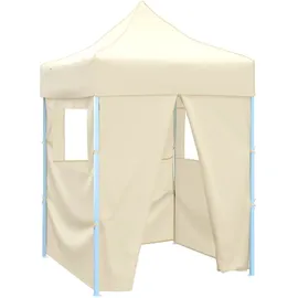vidaXL Partyzelt Faltbar mit Seitenwänden Creme 2 x 2 m