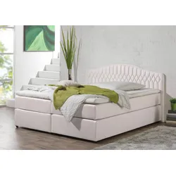 Boxspringbett MAINTAL, grau (silbergrau), Liegefläche B/L: 180cm x 200cm, H2, Bonnell-Federkernmatratze, Seitliche Einfassung Unterbox und Obermatratze: Mikrovelours (100% Polyester), Spiegelfläche der Unterbox und Obermatratze: 100% Polyester, Komplettbetten, in diversen Ausführungen