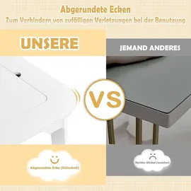 Woltu Kindersitzgruppe mit Stauraum 2 Stühle MDF weiß