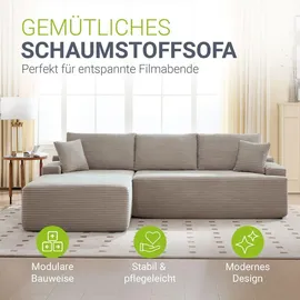 Juskys Sofa Coredo Links Cord Taupe