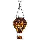 Solar-Powered Hot Air Balloon Lantern, Solar Heißluftballon Laterne, Kolibri-/Pilz-Hängen Solar-LED-Leuchten Gartenlaterne, Tragbare Wasserdichte Metalllampe für Außen Garten, Terrasse Deko (Kolibri)