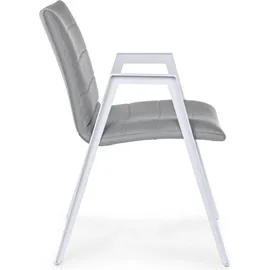 Natur24 Gartenstuhl 2er Set 57 x 65 x 84 cm weiß mit Quick-Dry Polster grau