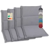 GO-DE Textil - Bequeme und attraktive Polsterauflagen für Hochlehner-, Mittellehner- und Niederlehner-Gartenstühle (4er-Set, Uni Grau, Niederlehner)