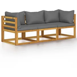 vidaXL 3-Sitzer-Gartensofa mit Auflage grau