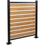 Mendler Alu Mülltonnen-Zaun HWC-K57, Basiselement Mülltonnenverkleidung, Holzoptik erweiterbar 130x110x6cm - Hellbraun