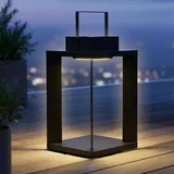 Metall Solar Laterne Schwarz 25 Led Warm Weiß - 45 X 22 Cm - Gartenleuchte Solarbetrieben Hochwertig Massiv