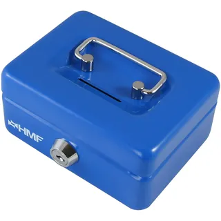 HMF 102122-05 Kinder Spardose, Geldkassette abschließbar mit Schlitz, 12,5 x 9,5 x 6 cm, Blau