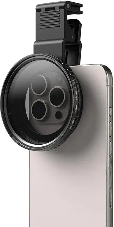 Smartphone Objektiv mit VND Filter 2–400, Apexel HD Glass 67 mm ND400, Schwarz