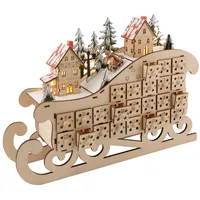 befüllbarer Adventskalender HOME AFFAIRE "Schlitten" beige (natur) mit stimmungsvoller Beleuchtung